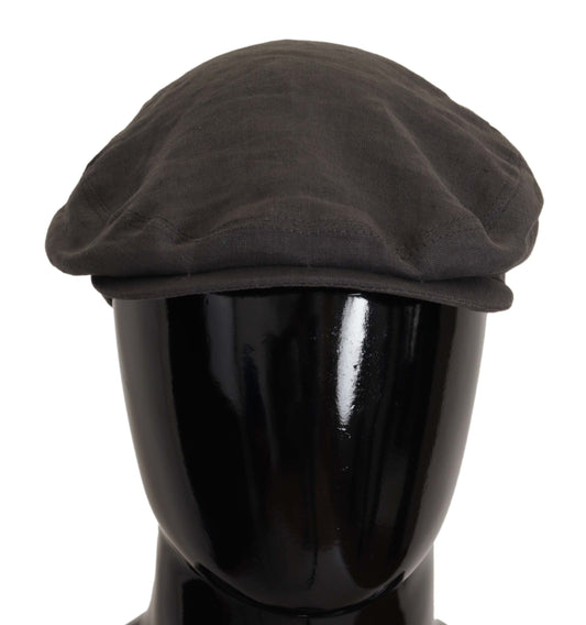 Dolce & Gabbana Stylish Dark Gray Linen Newsboy Hat