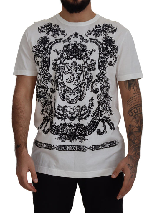 Dolce & Gabbana Elegant White Baroque Cotton Tee