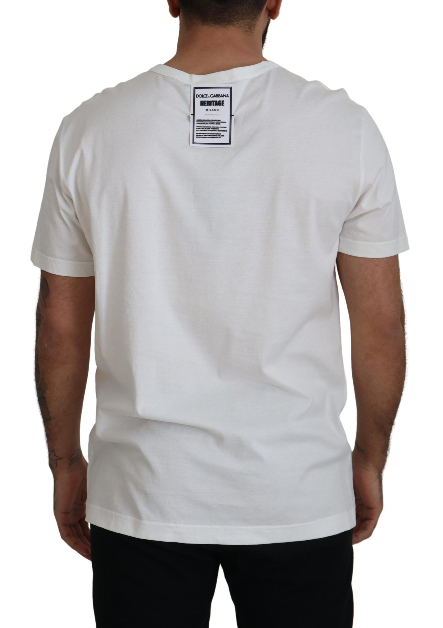 Dolce & Gabbana Elegant White Baroque Cotton Tee