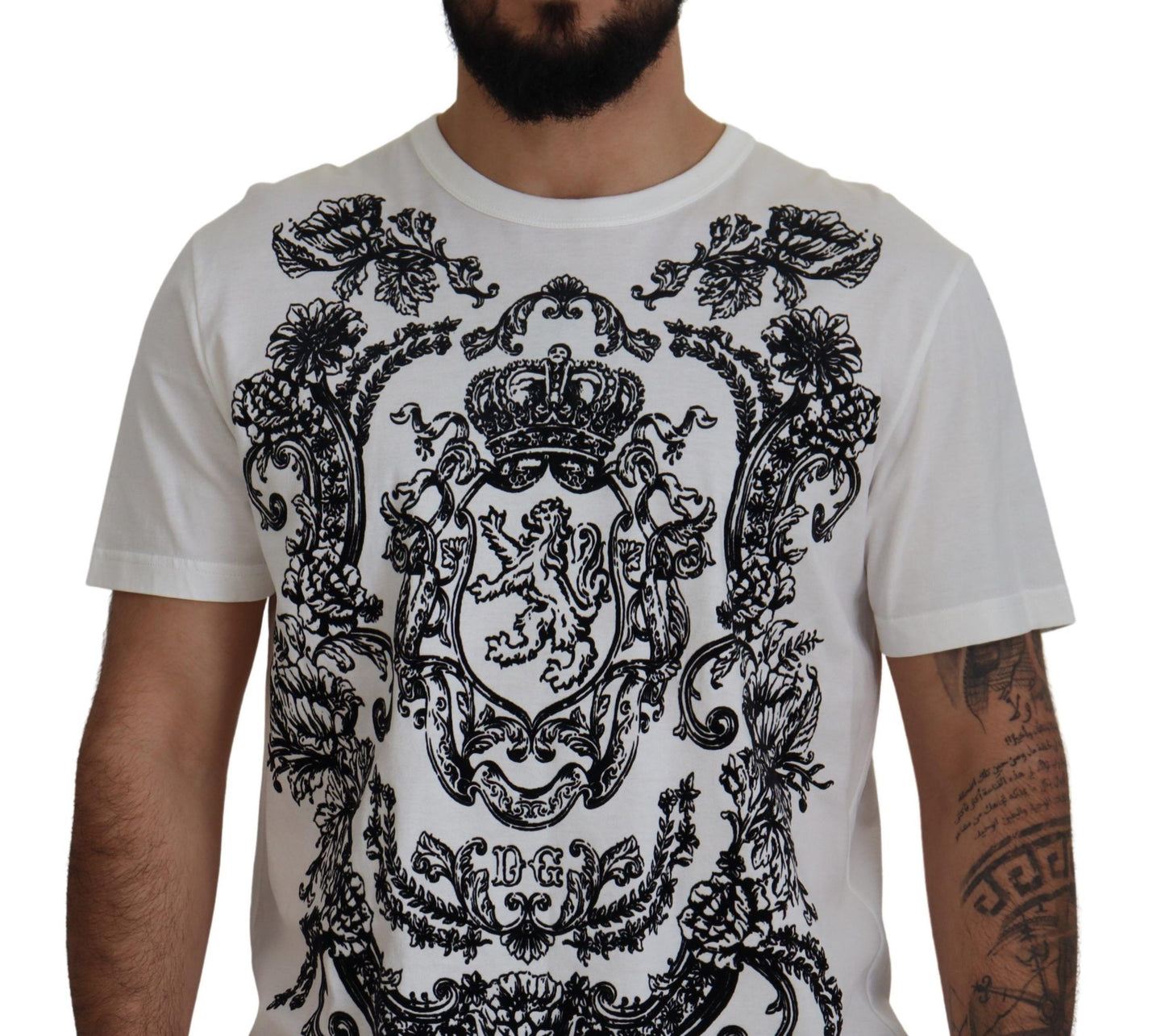 Dolce & Gabbana Elegant White Baroque Cotton Tee