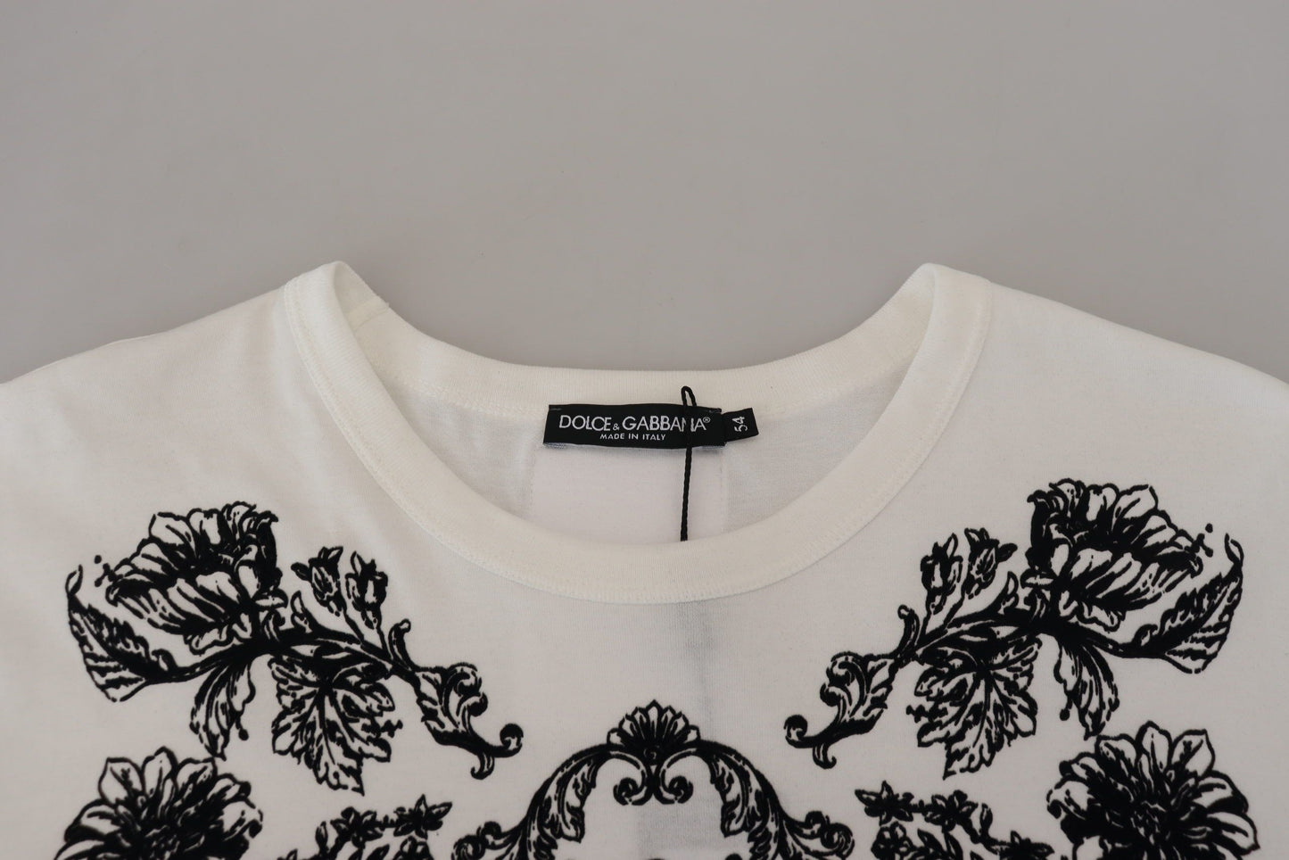 Dolce & Gabbana Elegant White Baroque Cotton Tee