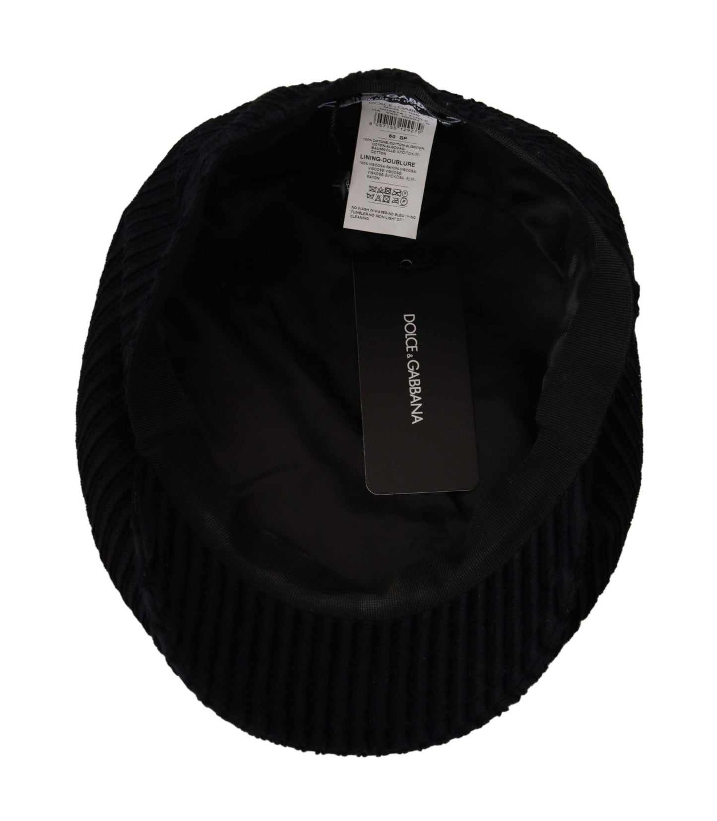 Dolce & Gabbana Chic Black Corduroy Newsboy Cap