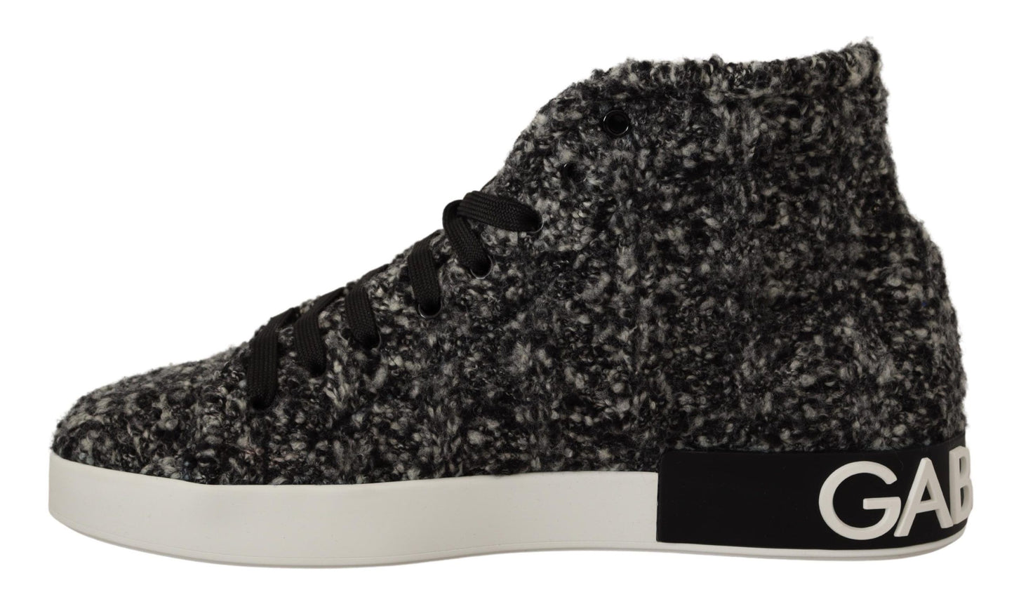 Dolce & Gabbana Chic Black Wool-Cotton High Top Sneakers