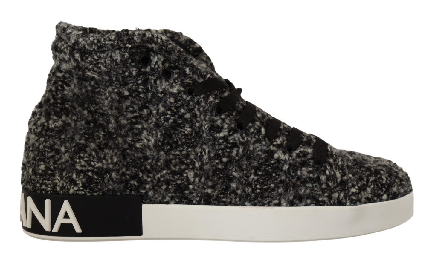 Dolce & Gabbana Chic Black Wool-Cotton High Top Sneakers