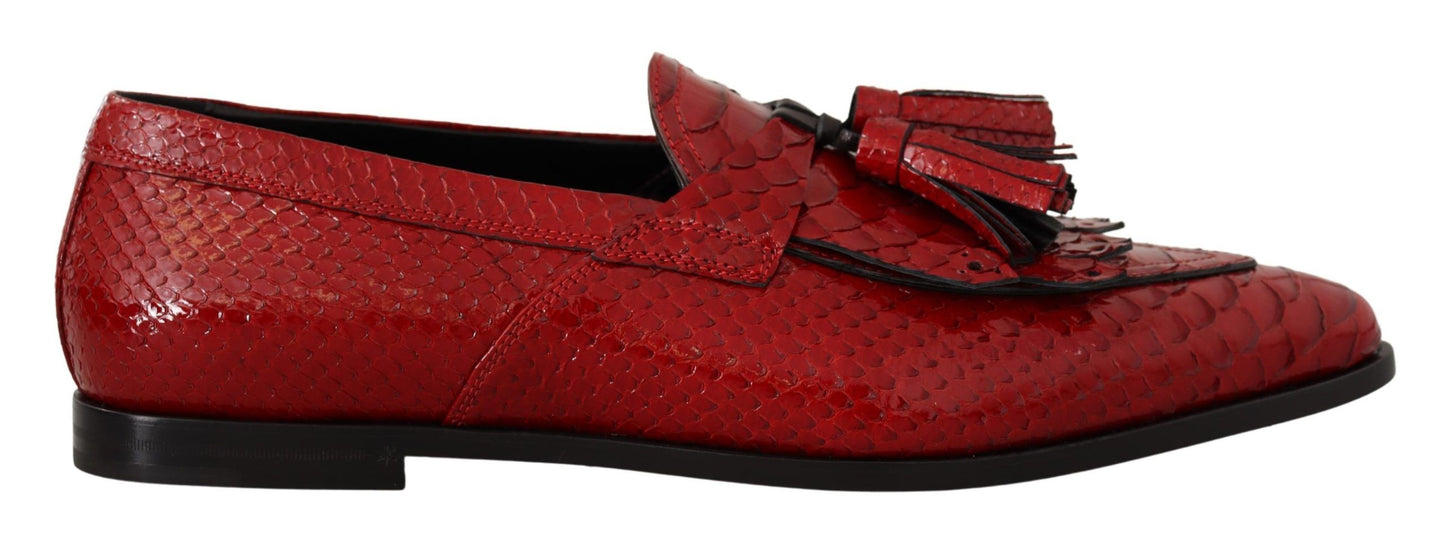 Dolce & Gabbana Red Exotic Leather Formal Slide Shoes