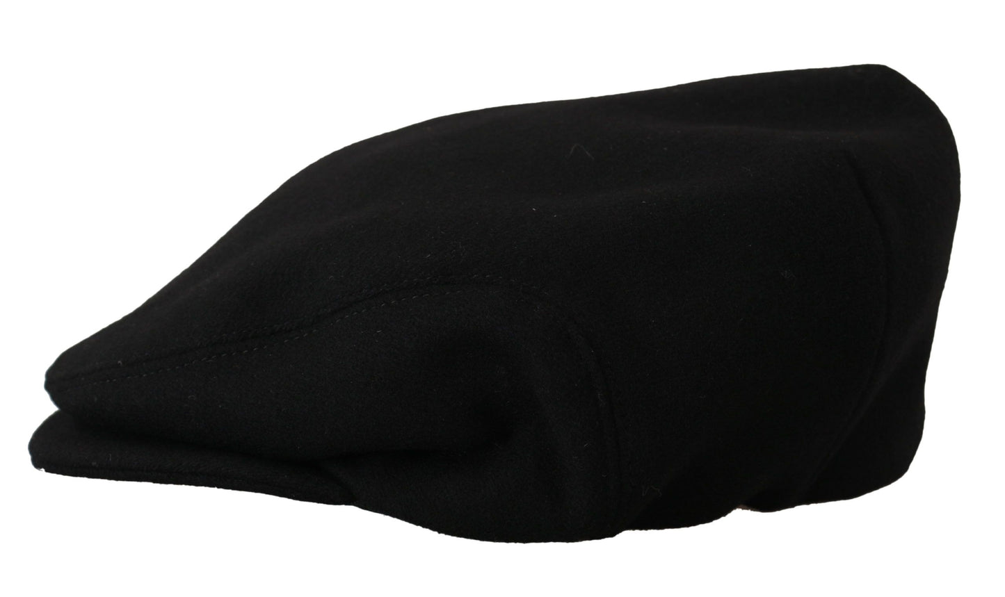 Dolce & Gabbana Elegant Black Newsboy Cap in Virgin Wool Blend