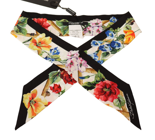 Dolce & Gabbana Floral Silk Bandeau Scarf - Elegance in Bloom