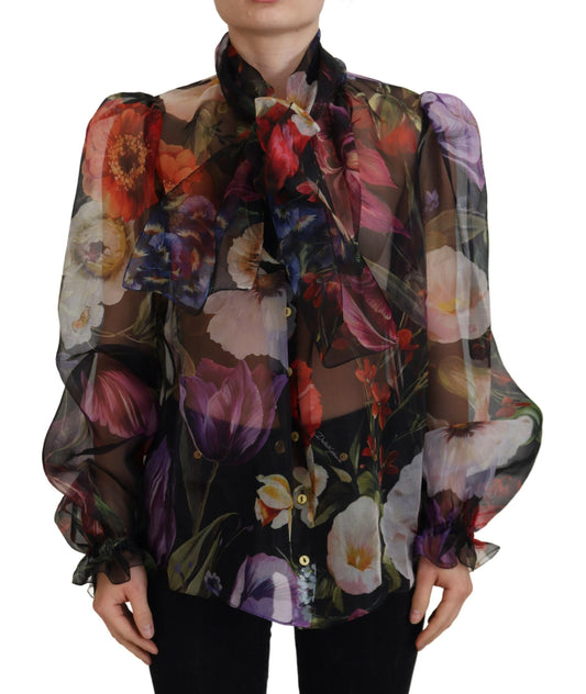 Dolce & Gabbana Elegant Floral Silk Long Sleeve Blouse Top