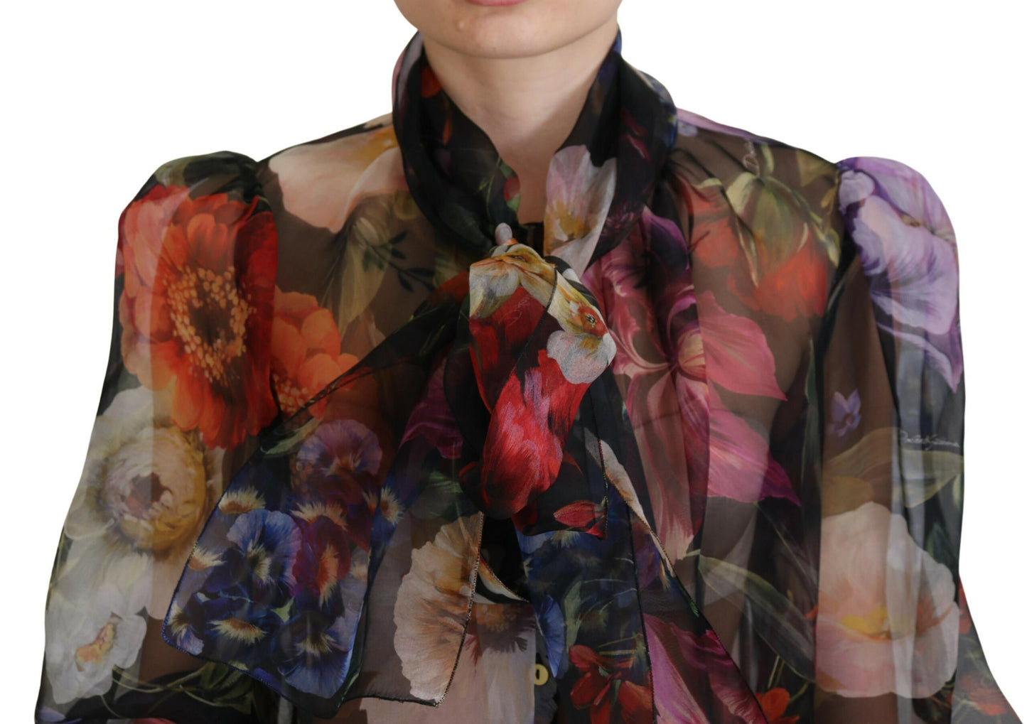 Dolce & Gabbana Elegant Floral Silk Long Sleeve Blouse Top