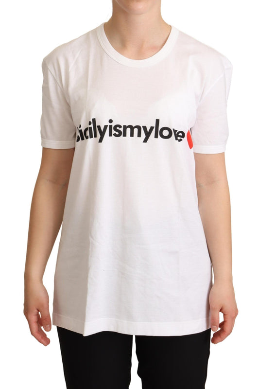 Dolce & Gabbana White Cotton #sicilyismylove Top  T-shirt