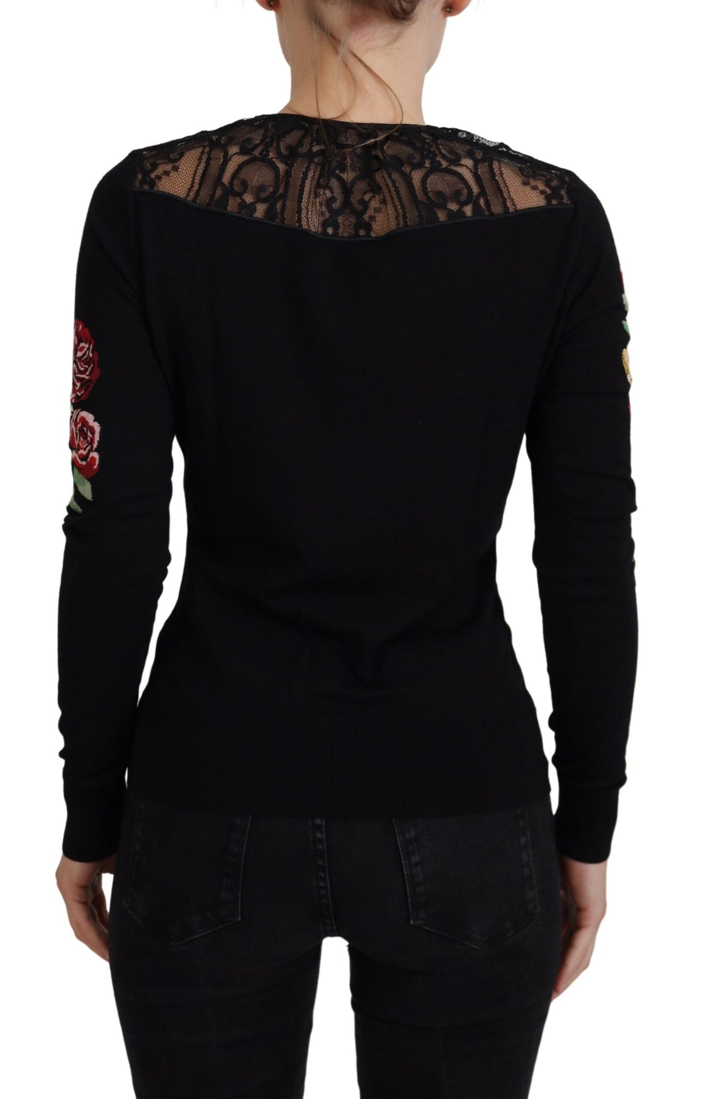 Dolce & Gabbana Angel Embroidered Black Silk-Wool Sweater