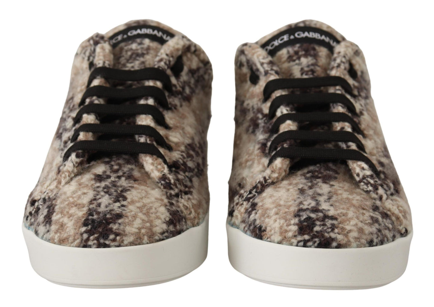 Dolce & Gabbana Beige Wool & Cotton Casual Low Top Sneakers