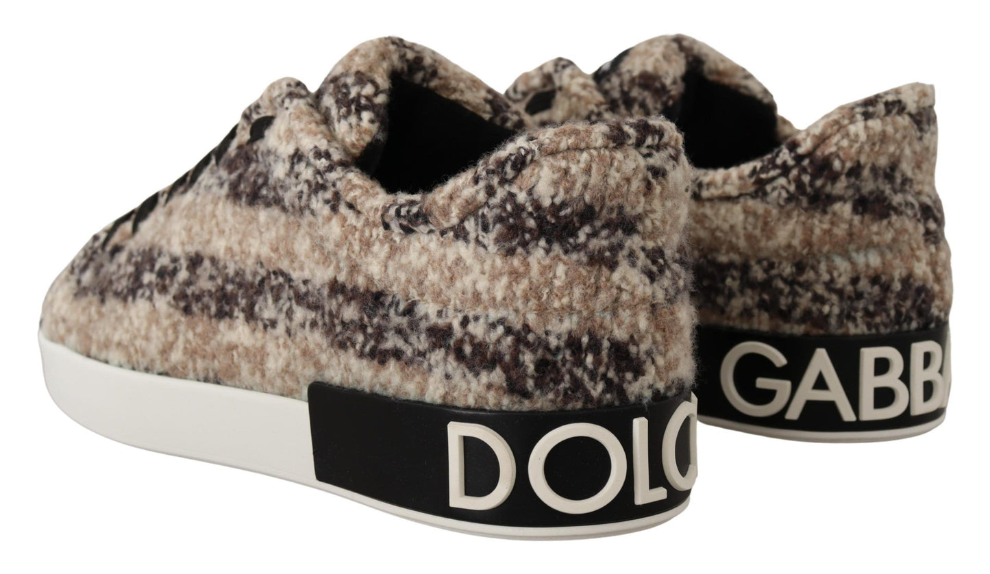 Dolce & Gabbana Beige Wool & Cotton Casual Low Top Sneakers