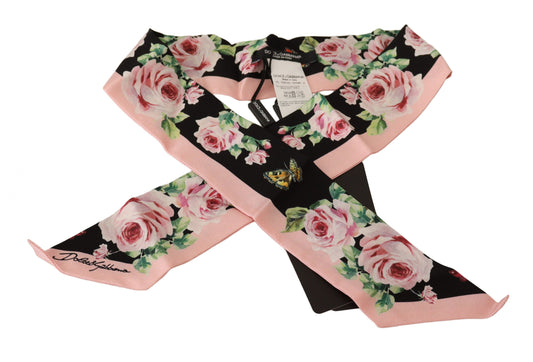 Dolce & Gabbana Silk Bandeau Scarf with Rose Print