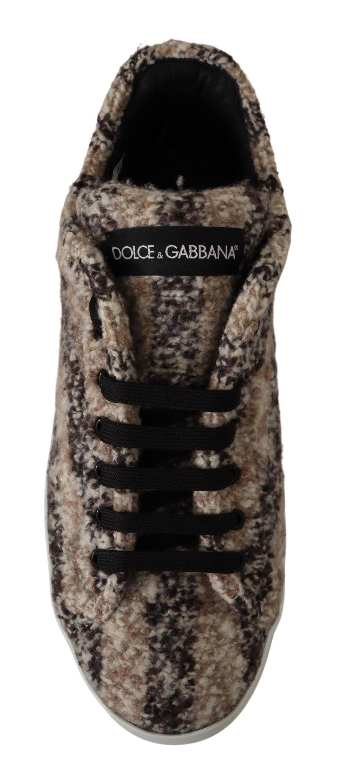 Dolce & Gabbana Beige Wool & Cotton Casual Low Top Sneakers