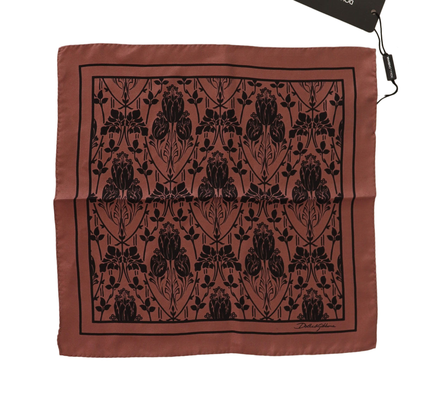 Dolce & Gabbana Brown Floral Silk Square Handkerchief Scarf