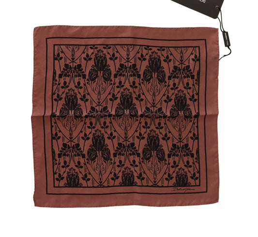 Dolce & Gabbana Brown Floral Silk Square Handkerchief Scarf