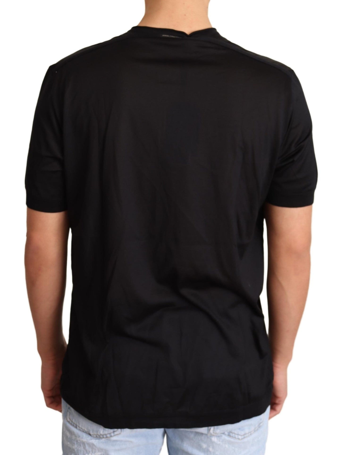 Dolce & Gabbana Sumptuous Silk Henley T-Shirt in Black