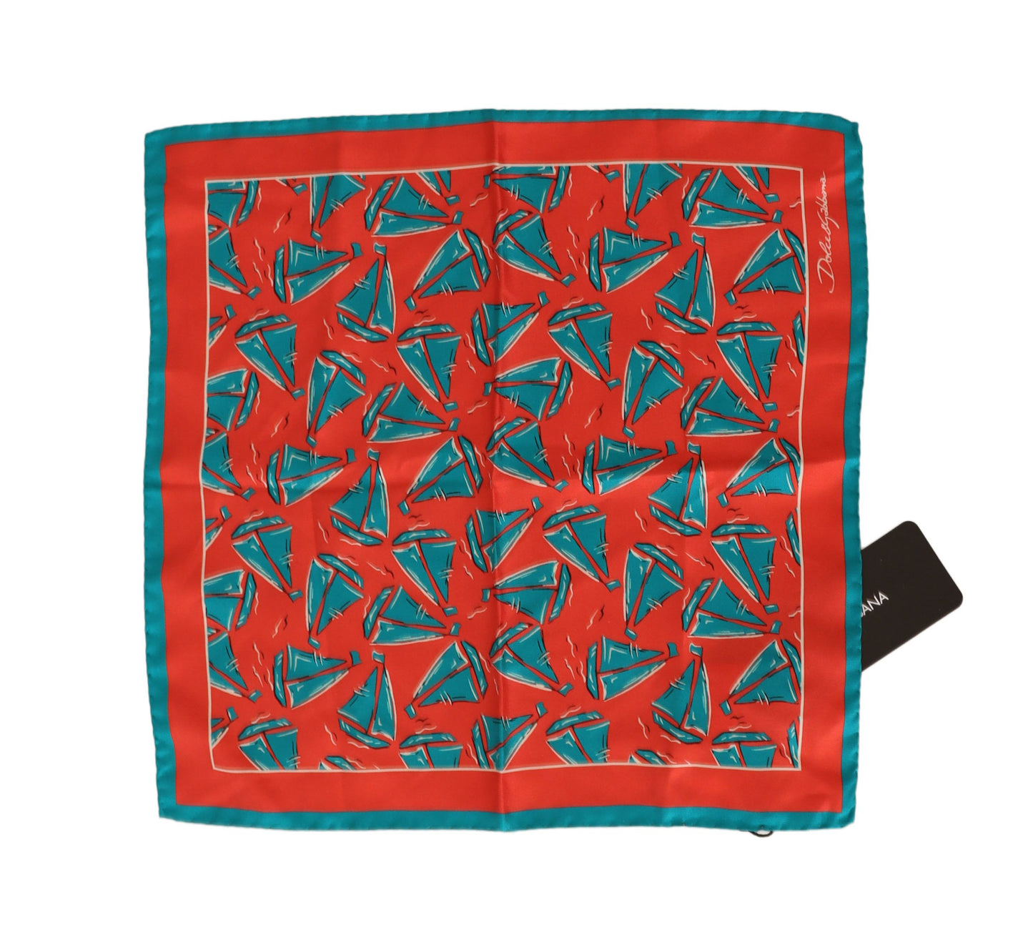 Dolce & Gabbana Orange Boat Print Silk Square Handkerchief Scarf