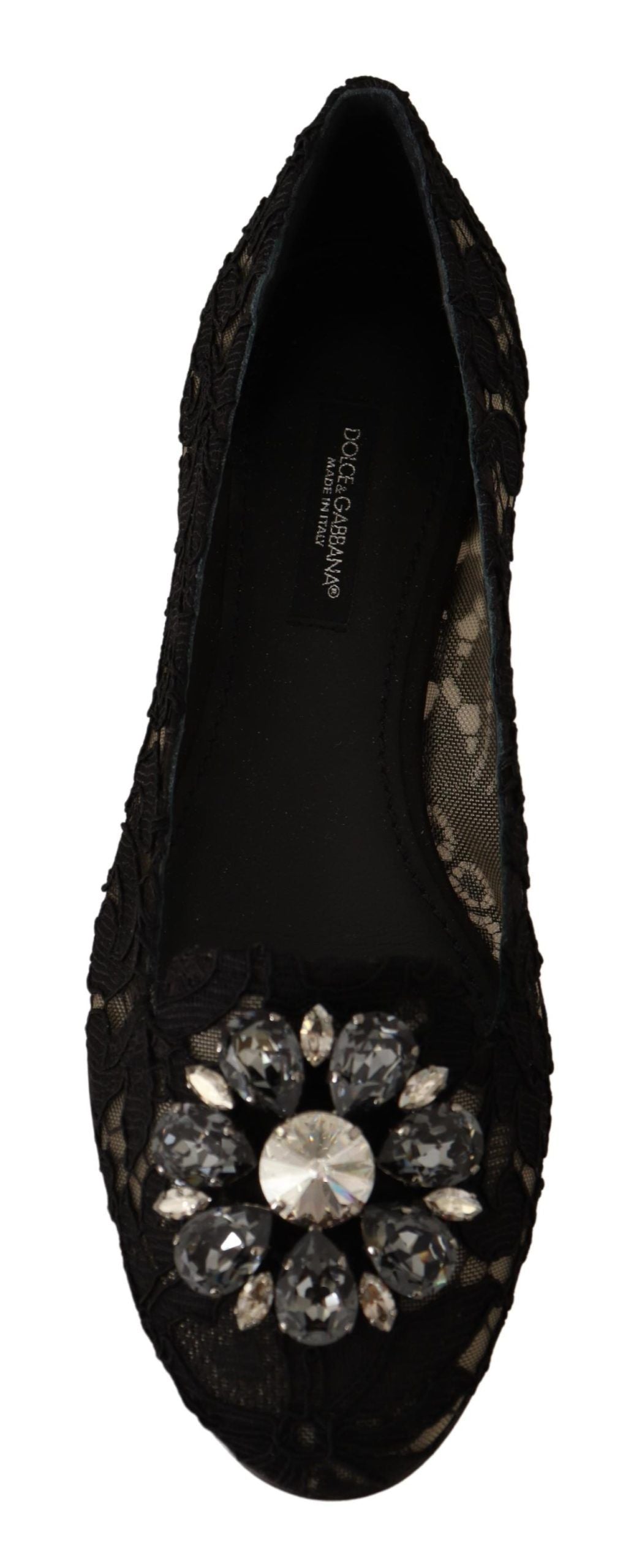 Dolce & Gabbana Elegant Taormina Lace Flats with Crystals