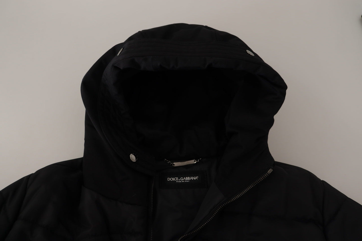 Dolce & Gabbana Black Nylon Hooded Parka Coat Winter Jacket