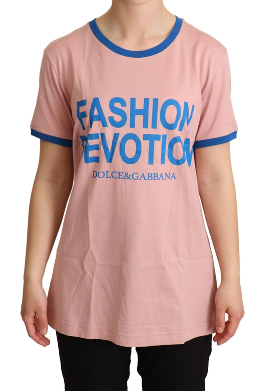 Dolce & Gabbana Chic Pink Fashion Devotion Crewneck Tee