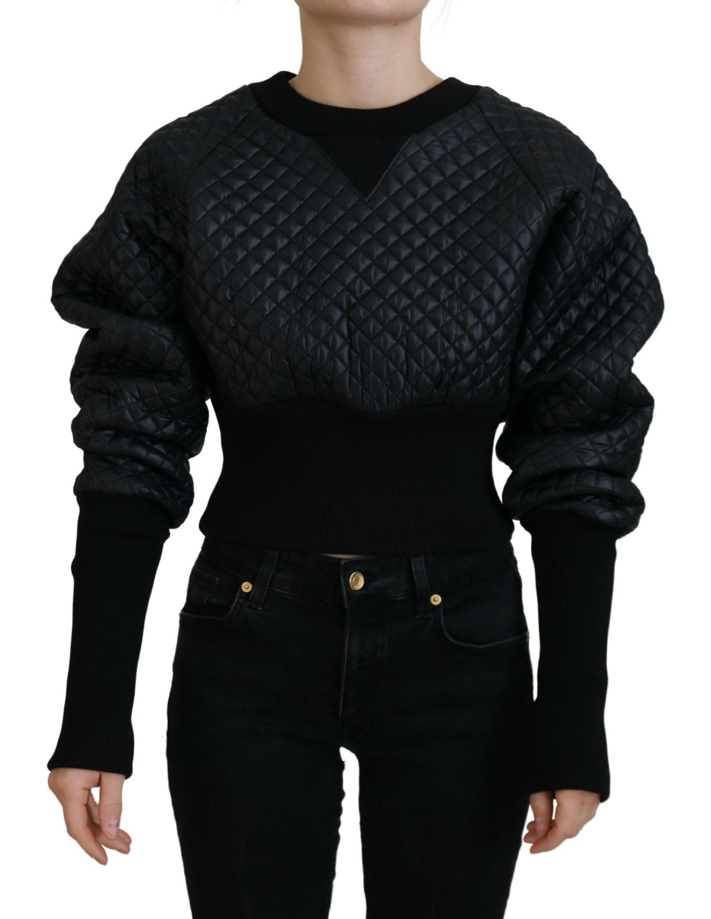 Dolce & Gabbana Elegant Quilted Pullover Sweater - Chic Black