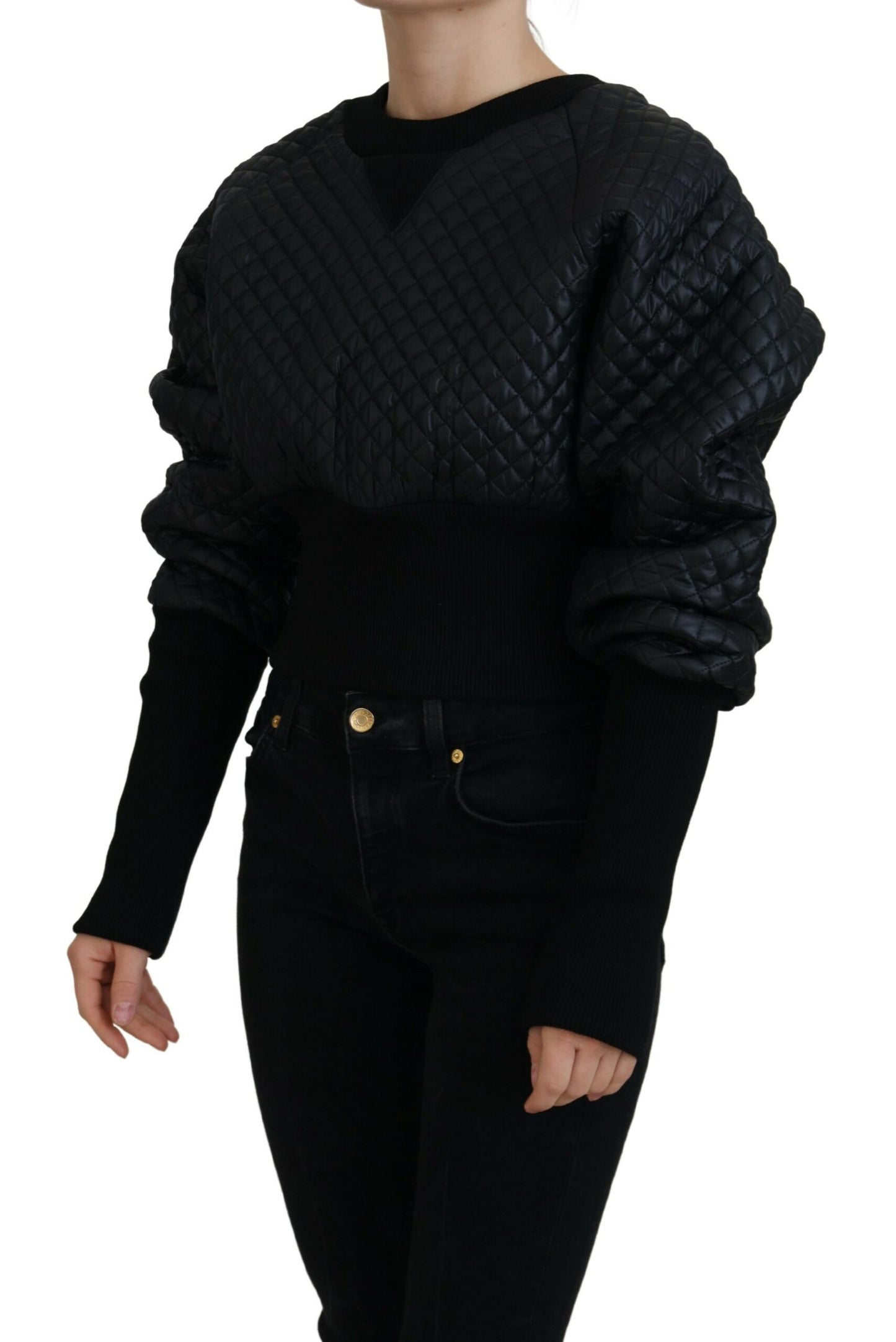 Dolce & Gabbana Elegant Quilted Pullover Sweater - Chic Black