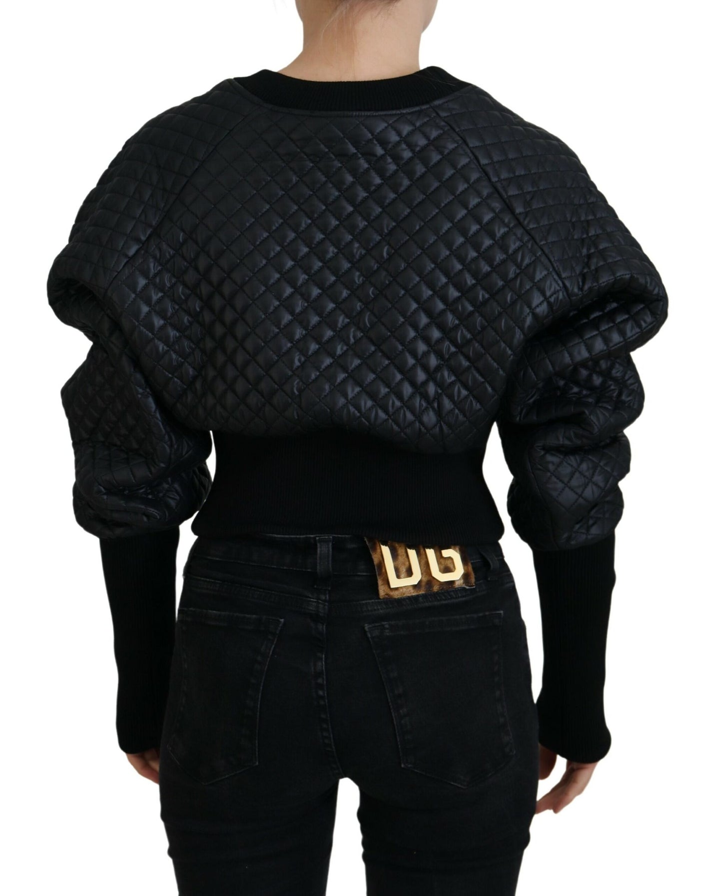 Dolce & Gabbana Elegant Quilted Pullover Sweater - Chic Black