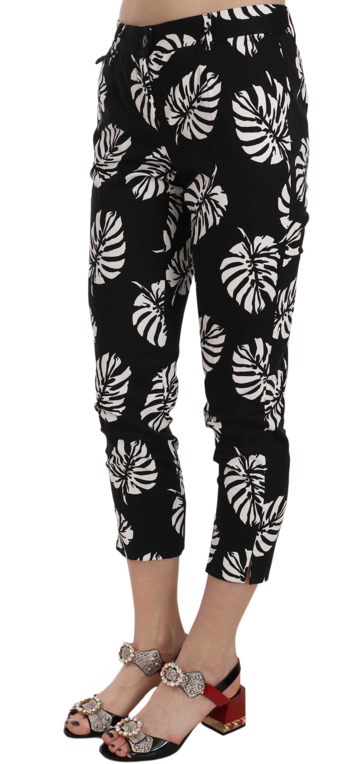 Dolce & Gabbana Elegant Skinny Capri With Palm Print