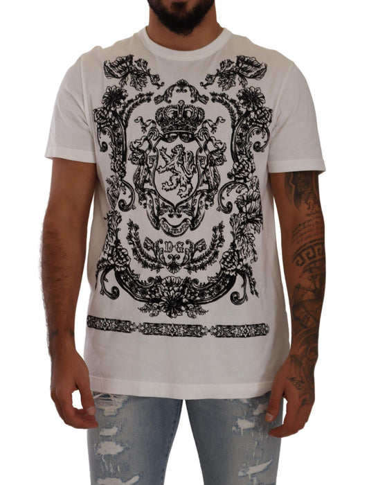 Dolce & Gabbana Baroque Print Crewneck White T-Shirt