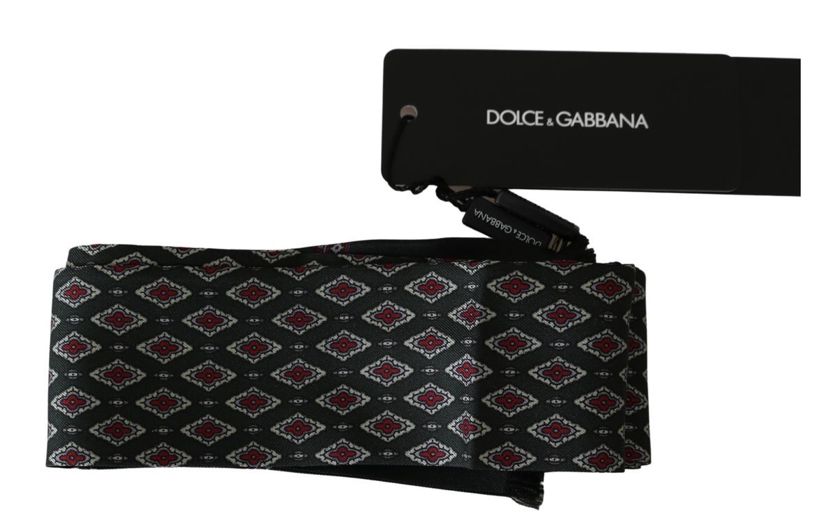 Dolce & Gabbana Elegant Green Baroque Silk Mens Scarf