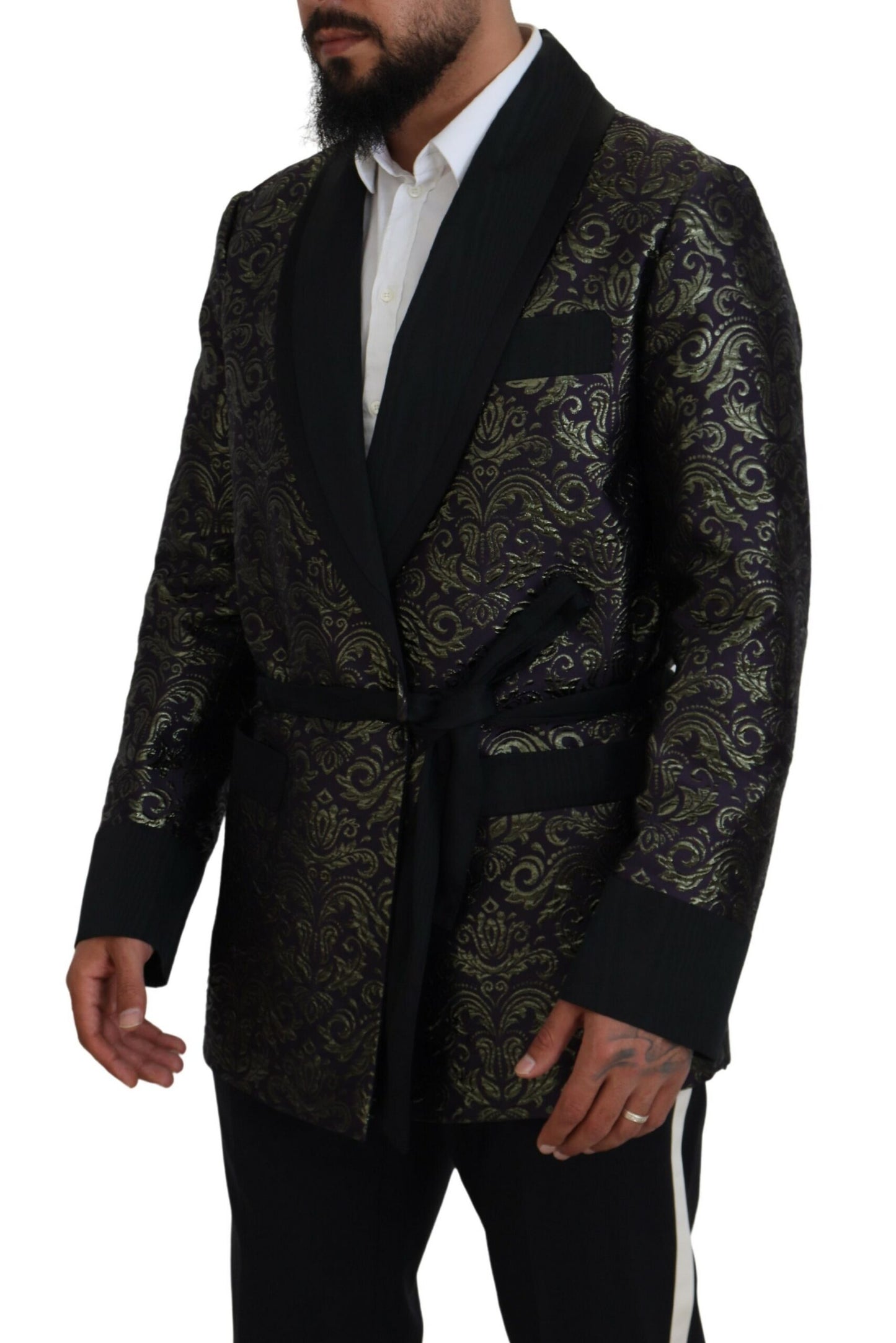 Dolce & Gabbana Gold Jacquard Robe Jacket