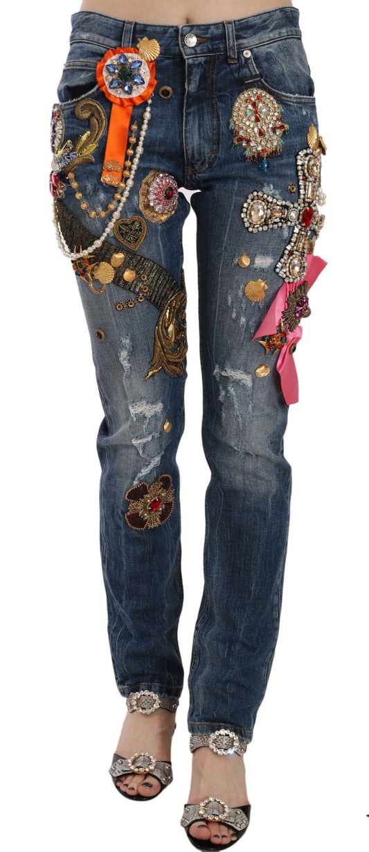 Dolce & Gabbana Jewel Embroidered Skinny Denim