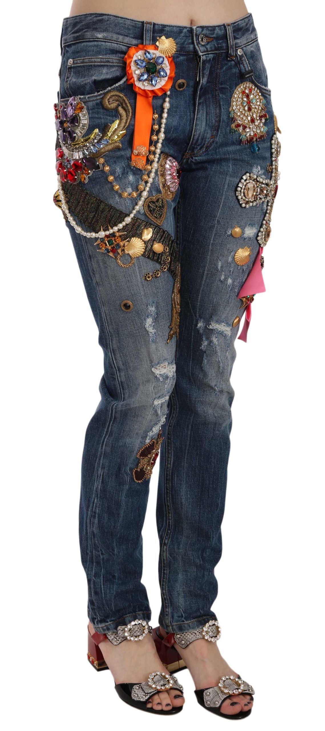 Dolce & Gabbana Jewel Embroidered Skinny Denim