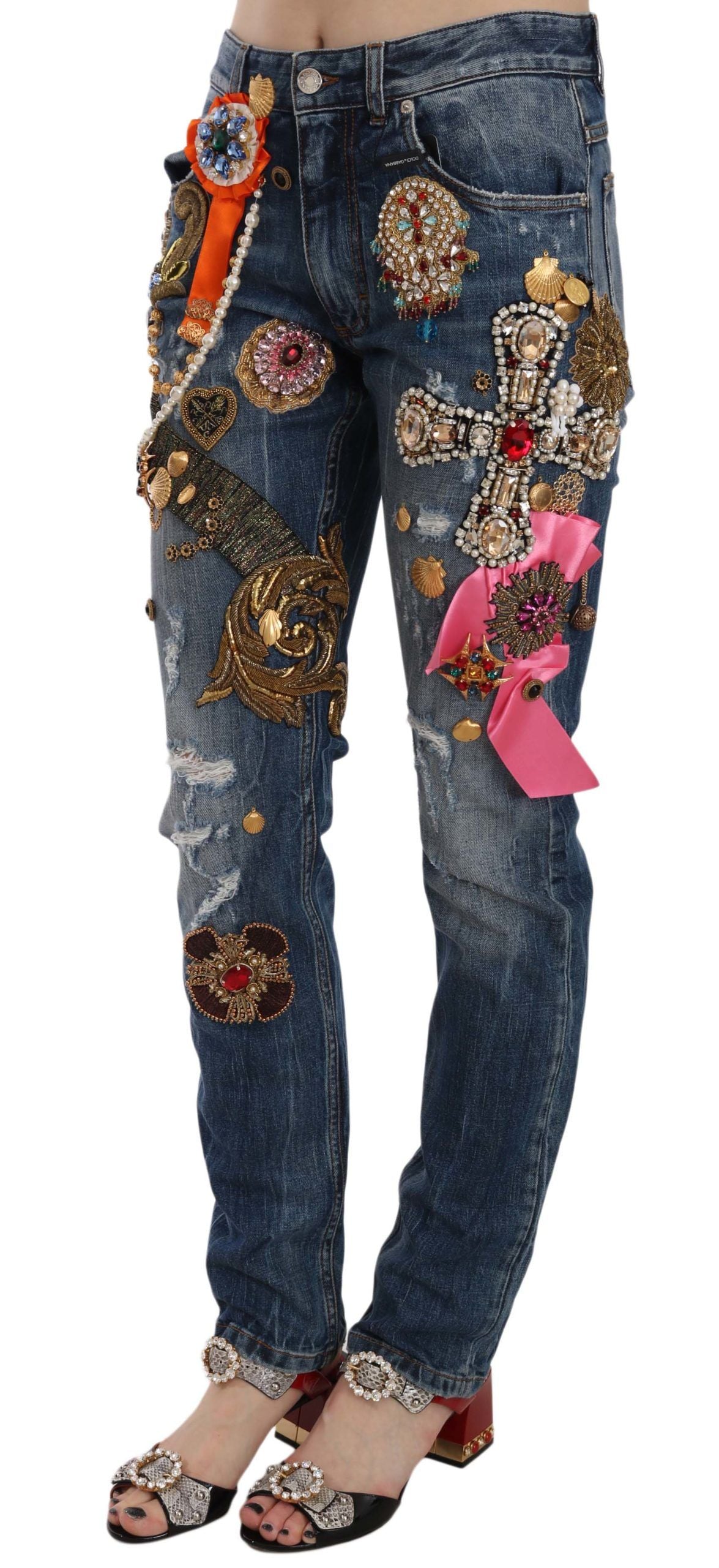 Dolce & Gabbana Jewel Embroidered Skinny Denim