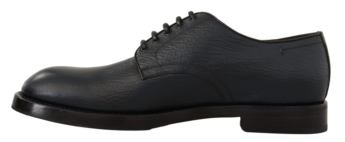 Dolce & Gabbana Elegant Blue Leather Lace-Up Formal Shoes