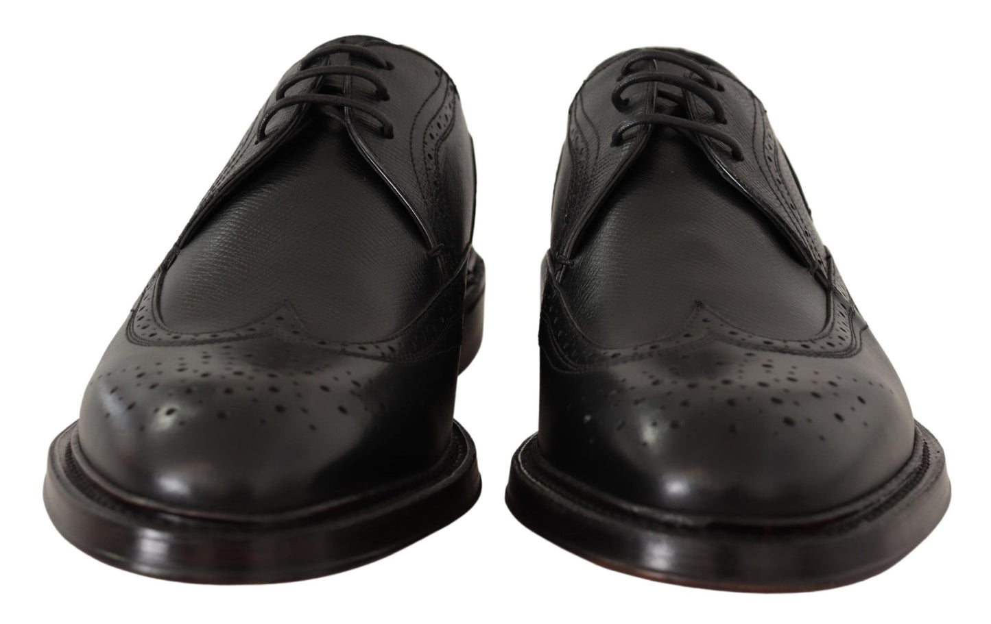 Dolce & Gabbana Elegant Black Leather Formal Wingtip Shoes