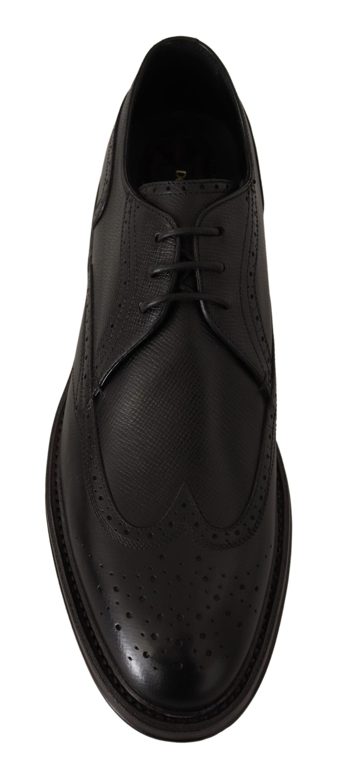 Dolce & Gabbana Elegant Black Leather Formal Wingtip Shoes