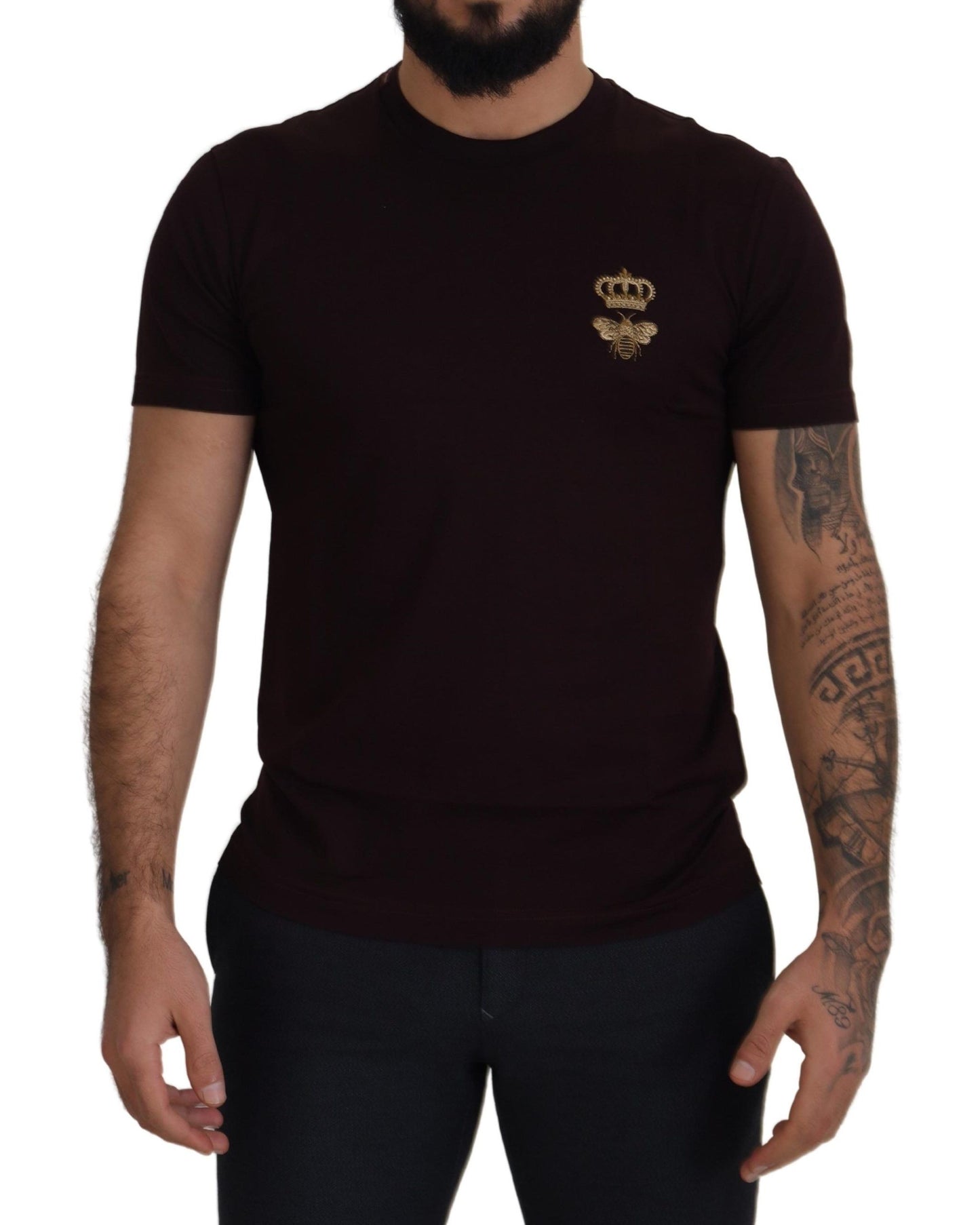 Dolce & Gabbana Elegant Bordeaux Crewneck Cotton Tee