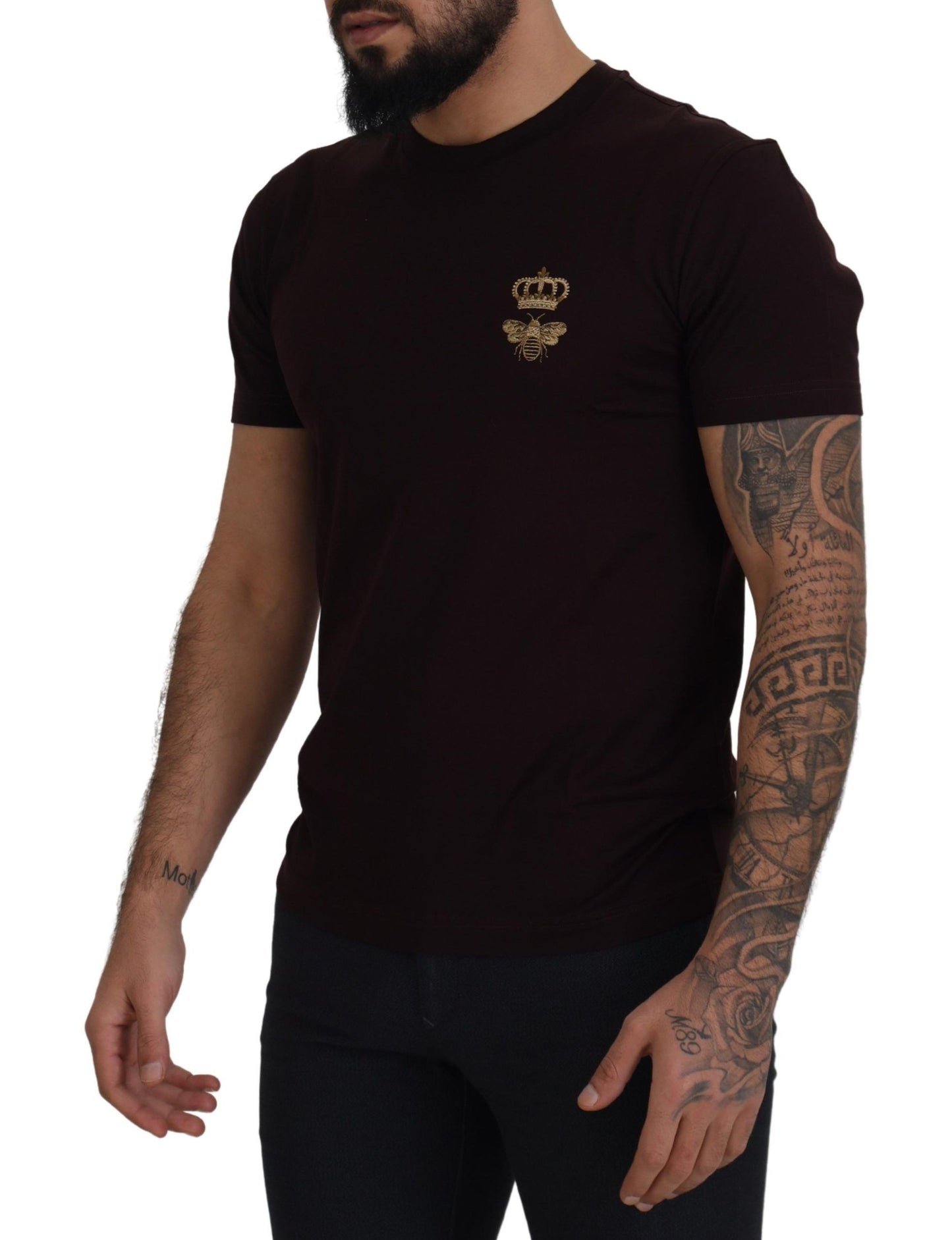 Dolce & Gabbana Elegant Bordeaux Crewneck Cotton Tee