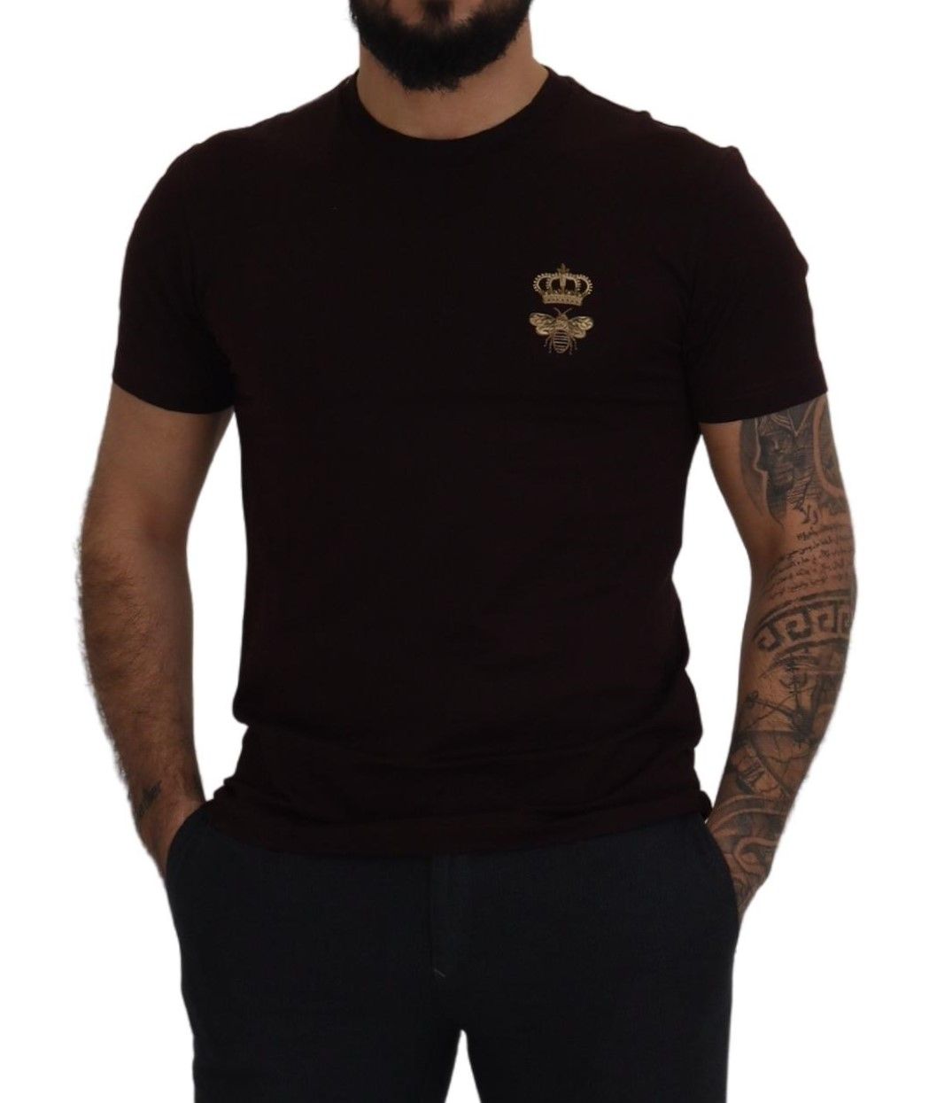 Dolce & Gabbana Elegant Bordeaux Crewneck Cotton Tee