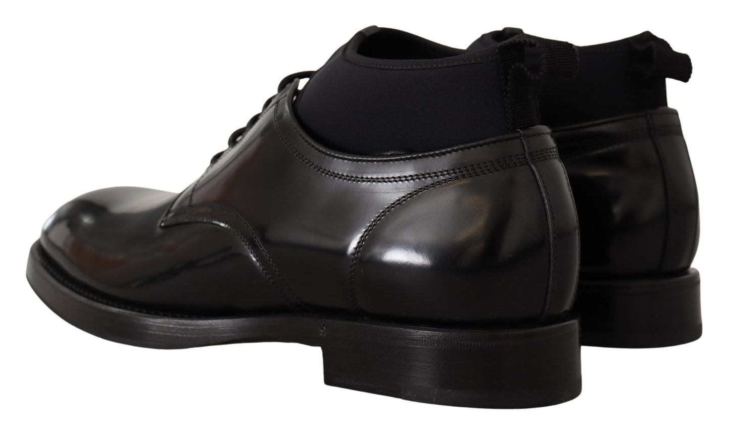 Dolce & Gabbana Elegant Black Lace-Up Dress Formal Shoes