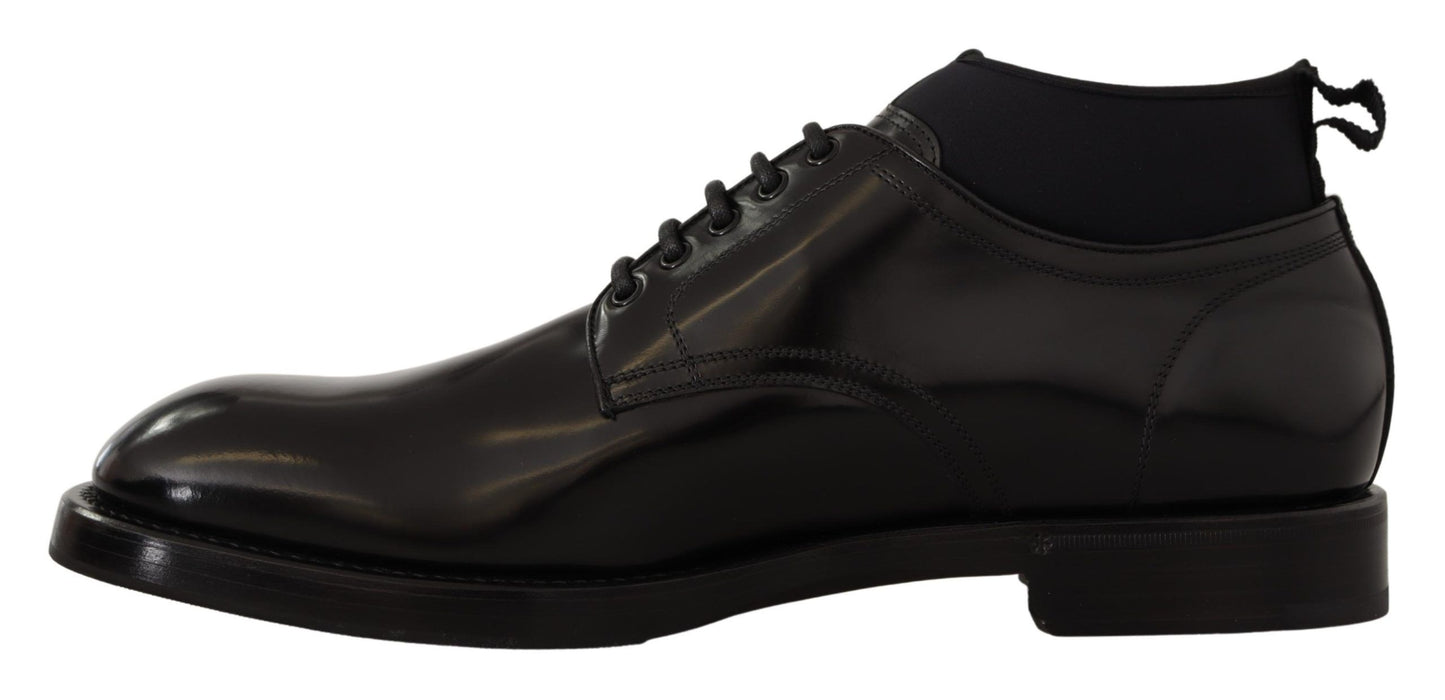 Dolce & Gabbana Elegant Black Lace-Up Dress Formal Shoes