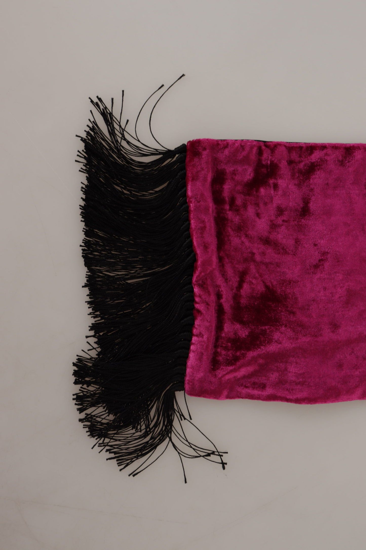 Dolce & Gabbana Bordeaux Velvet Magenta Neck Wrap Fringes Scarf