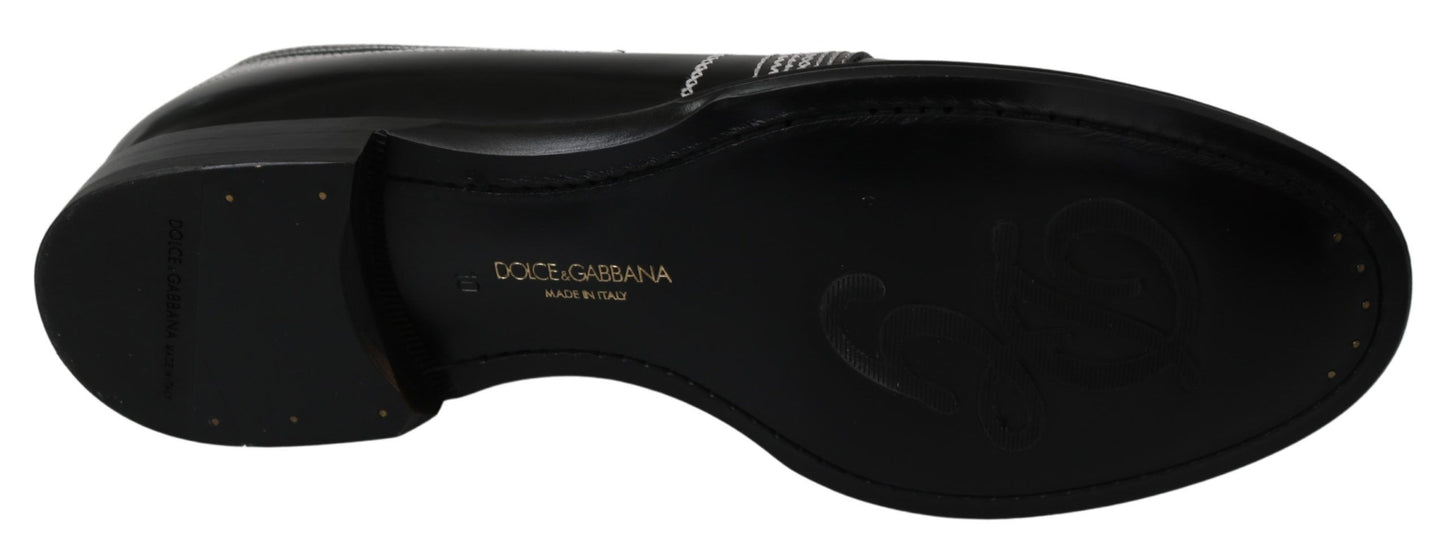 Dolce & Gabbana Elegant Black White Leather Loafers