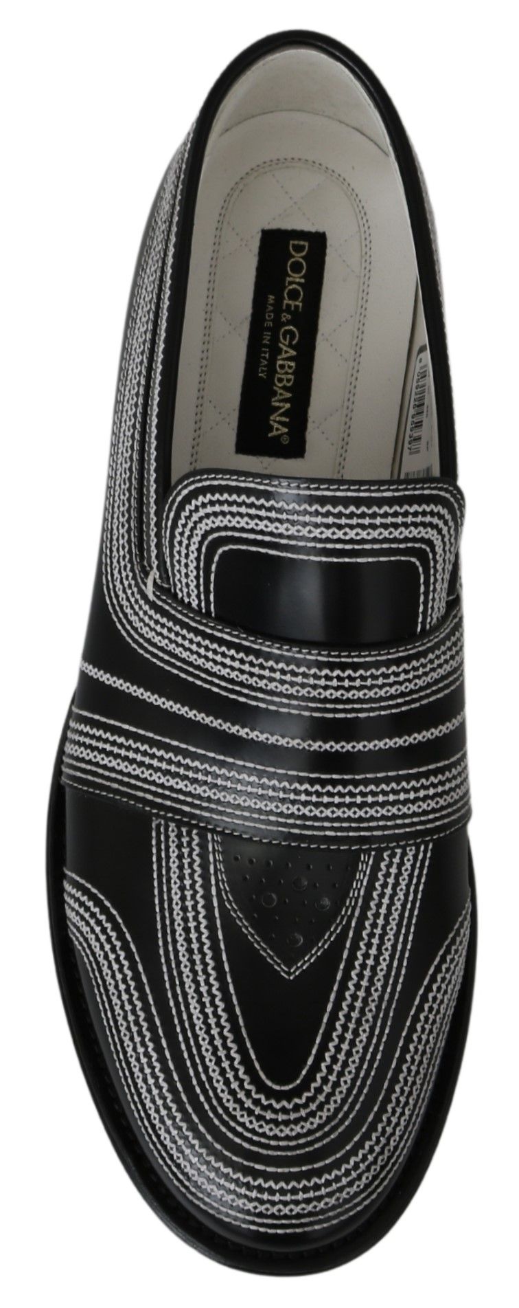 Dolce & Gabbana Elegant Black White Leather Loafers