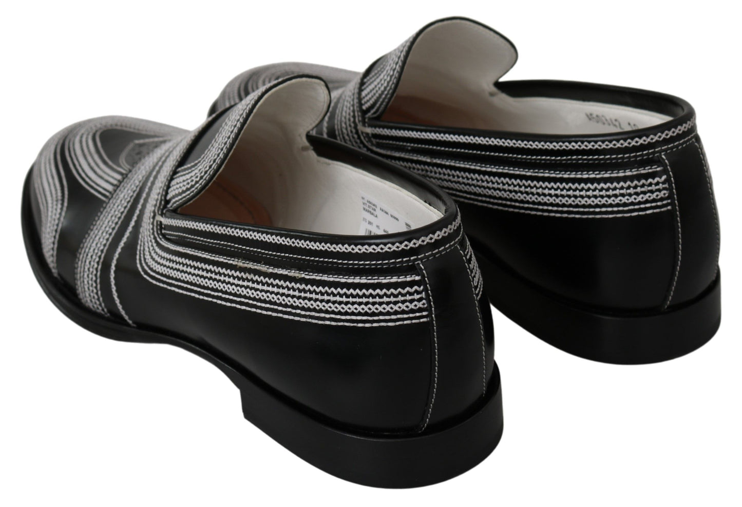 Dolce & Gabbana Elegant Black White Leather Loafers