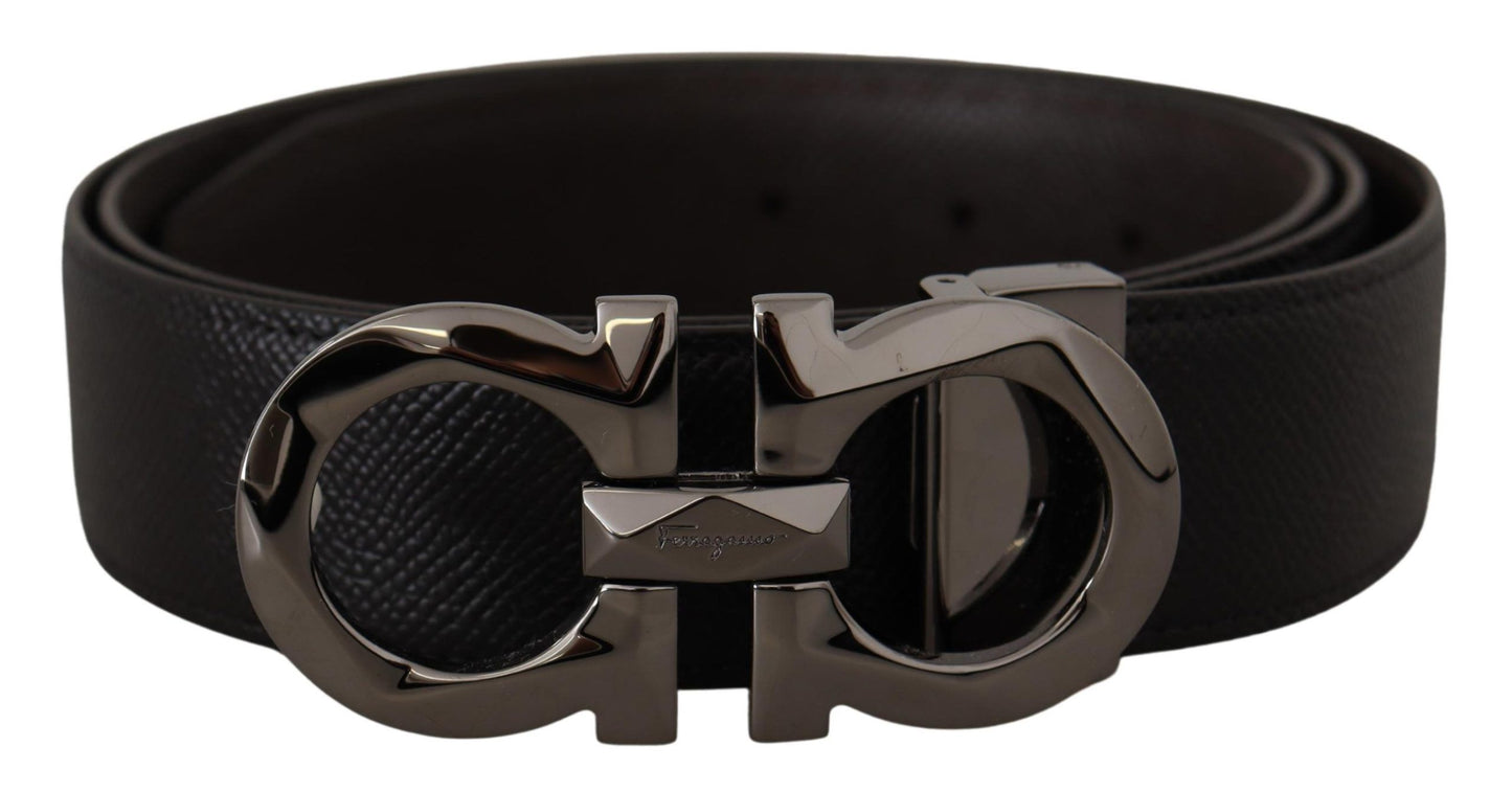 Salvatore Ferragamo Elegant Reversible Leather Belt - Silver Buckle