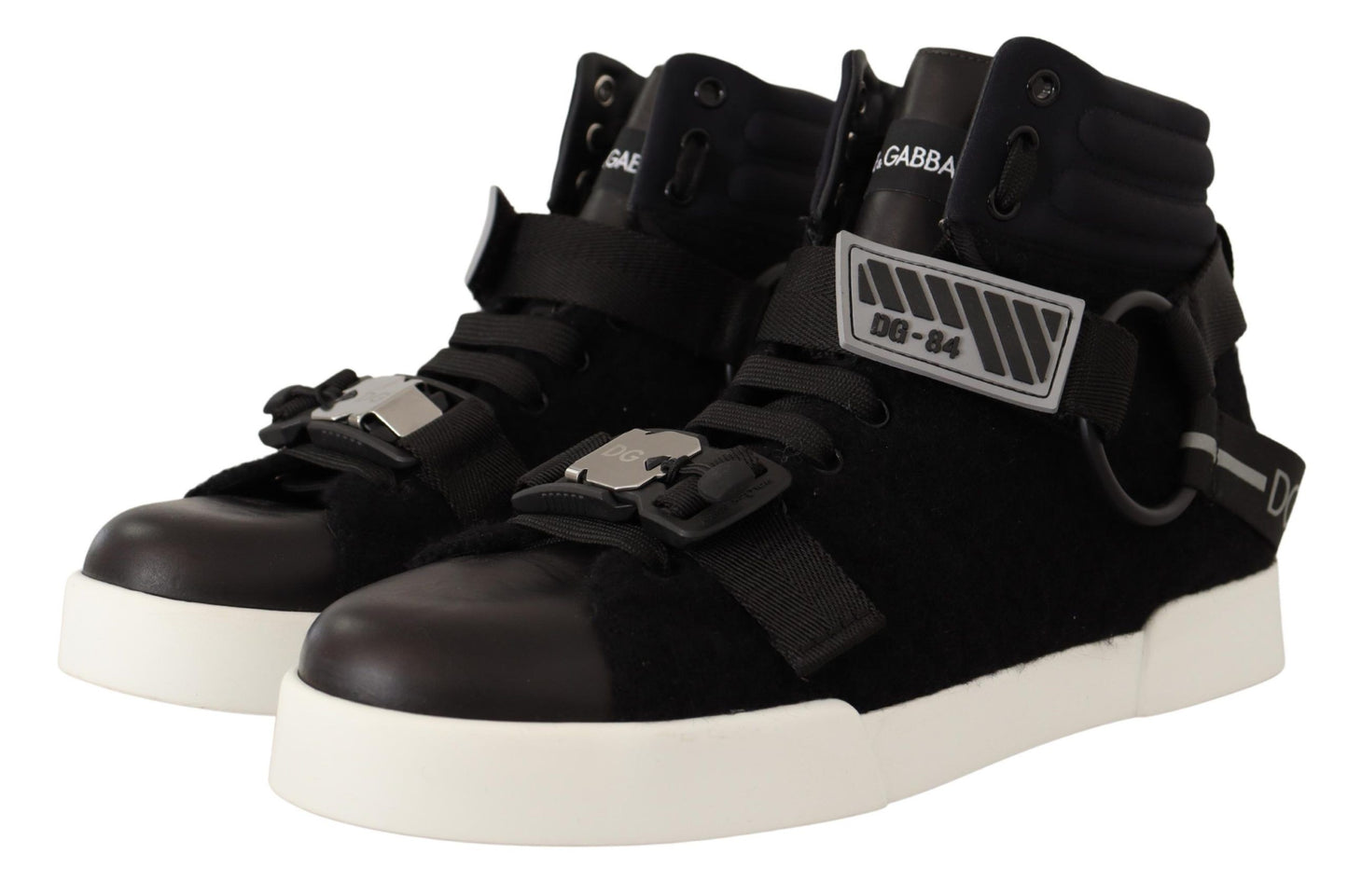 Dolce & Gabbana Elevate Your Step with High Top Wool Leather Sneakers